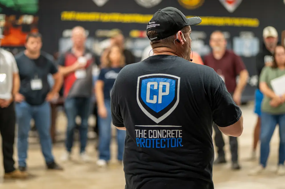 Concrete Protector trainer leading a group of contractors at a hands-on training event